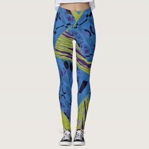 Origami Chintz (L) Blauw Indigo Olive Zwart Leggings