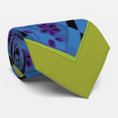 Origami Chintz (L) Blauw Indigo Olive Zwart Stropdas (Opgerold)