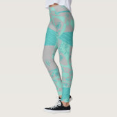 Origami Chintz (L) Dusty Blauw Grijs Leggings (Links)