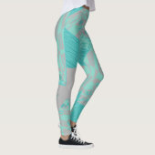 Origami Chintz (L) Dusty Blauw Grijs Leggings (Rechts)