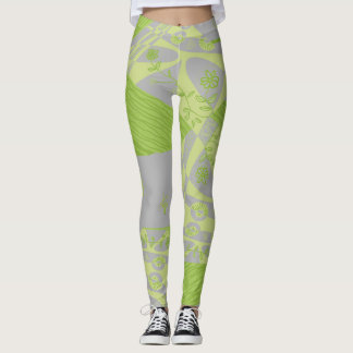 Origami Chintz (L) Dusty Groen Grijs Leggings