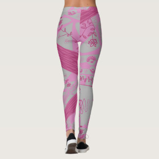 Origami Chintz (L) Dusty Pink Grey Leggings