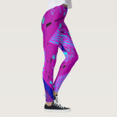 Origami Chintz (L) Fuchsia Turquoise Blauw Magenta Leggings (Rechts)