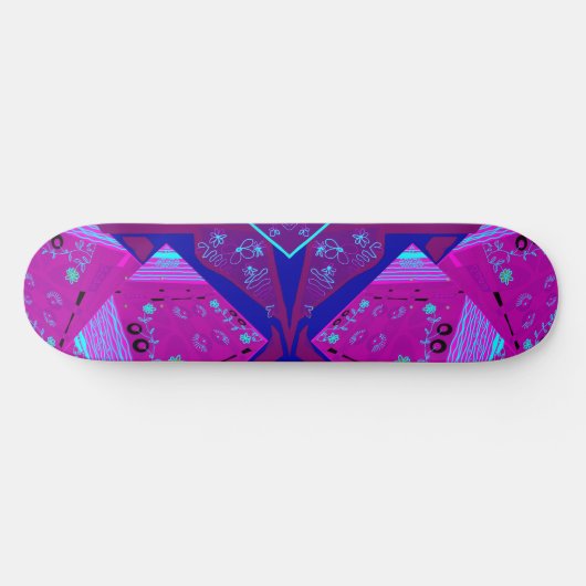 Origami Chintz (L) Fuchsia Turquoise Blauw Magenta Persoonlijk Skateboard (Horizontaal)