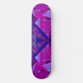 Origami Chintz (L) Fuchsia Turquoise Blauw Magenta Persoonlijk Skateboard (Voorkant)