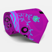 Origami Chintz (L) Fuchsia Turquoise Blauw Magenta Stropdas (Opgerold)