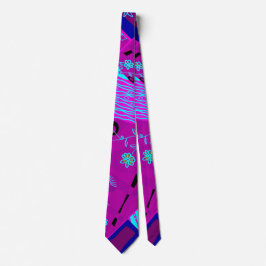 Origami Chintz (L) Fuchsia Turquoise Blauw Magenta Stropdas