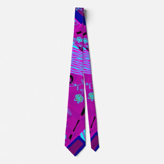 Origami Chintz (L) Fuchsia Turquoise Blauw Magenta Stropdas (Voorkant)