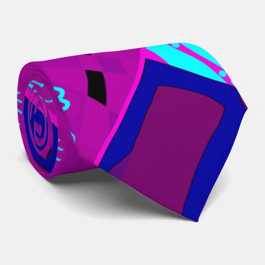 Origami Chintz (L) Fuchsia Turquoise Blauw Magenta Stropdas (Opgerold)