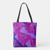 Origami Chintz (L) Fuchsia Turquoise Blauw Magenta Tote Bag (Achterkant)