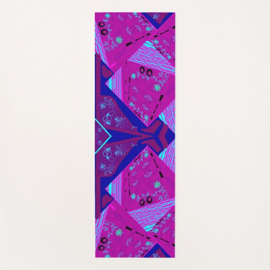 Origami Chintz (L) Fuchsia Turquoise Blauw Magenta Yogamat (Voorkant)
