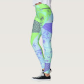 Origami Chintz (L) Groen Blauw Afstudeerder Leggings (Links)