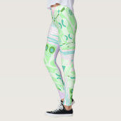 Origami Chintz (L) Groen Blauwgroen Roze Lila Leggings (Links)