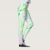 Origami Chintz (L) Groen Blauwgroen Roze Lila Leggings (Rechts)