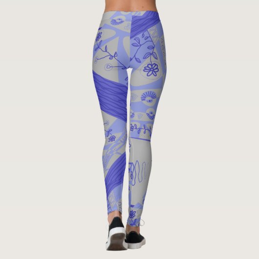 Origami Chintz (L) Indigogrijs Leggings (Achterkant)