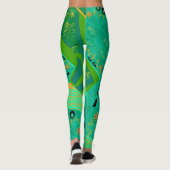 Origami Chintz (L) Jade Sinaasappel Groen Leggings (Achterkant)