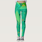 Origami Chintz (L) Jade Sinaasappel Groen Leggings (Voorkant)