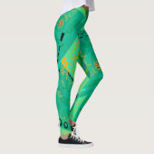 Origami Chintz (L) Jade Sinaasappel Groen Leggings (Rechts)
