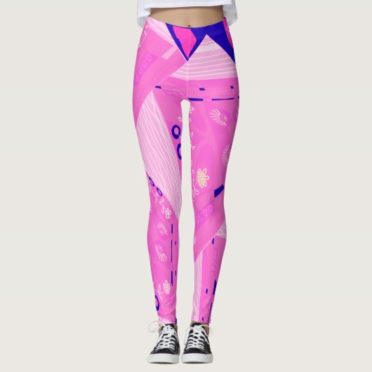 Origami Chintz (L) Roze Marine Leggings (Voorkant)