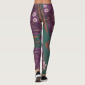 Origami Chintz (L) Stoffig Paarse Bruin Groen Leggings (Achterkant)