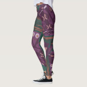 Origami Chintz (L) Stoffig Paarse Bruin Groen Leggings (Links)