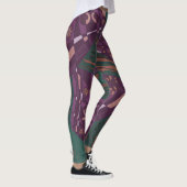 Origami Chintz (L) Stoffig Paarse Bruin Groen Leggings (Rechts)