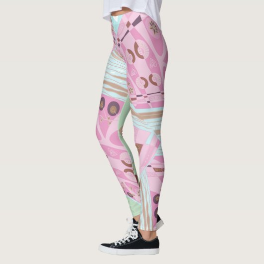 Origami Chintz (L) Stoffig Roze Blauw Bruin Wit Leggings (Links)