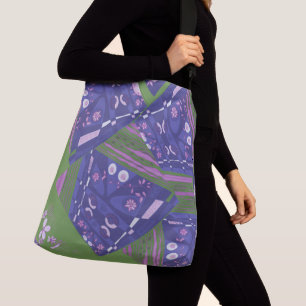 Origami Chintz (L) Stoffig Roze Paarse Groen Crossbody Tas