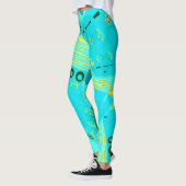Origami Chintz (L) Turquoise geel Blauwgroen Leggings (Links)