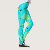 Origami Chintz (L) Turquoise geel Blauwgroen Leggings (Rechts)