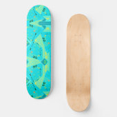 Origami Chintz (L) Turquoise geel Blauwgroen Persoonlijk Skateboard (Voorkant)