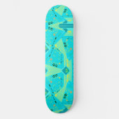 Origami Chintz (L) Turquoise geel Blauwgroen Persoonlijk Skateboard (Voorkant)