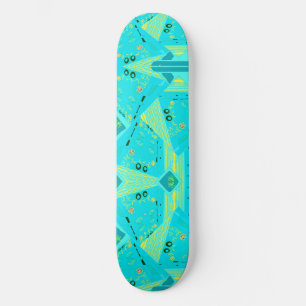 Origami Chintz (L) Turquoise geel Blauwgroen Persoonlijk Skateboard