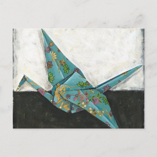 Origami Crane met Floral Design Briefkaart (Voorkant)