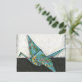 Origami Crane met Floral Design Briefkaart (Staand voorkant)