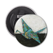 Origami Crane met Floral Design Button Flesopener (Voorkant)