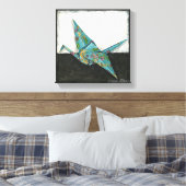 Origami Crane met Floral Design Canvas Afdruk (Insitu (Slaapkamer))