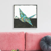 Origami Crane met Floral Design Canvas Afdruk (Insitu (Woonkamer))