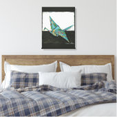 Origami Crane met Floral Design Canvas Afdruk (Insitu (Slaapkamer))