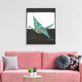 Origami Crane met Floral Design Canvas Afdruk (Insitu (Woonkamer))