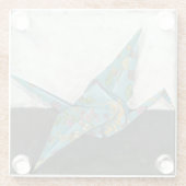 Origami Crane met Floral Design Glazen Onderzetter (Achterkant)
