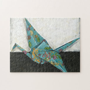 Origami Crane met Floral Design Legpuzzel