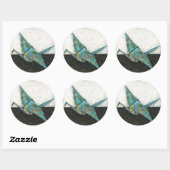 Origami Crane met Floral Design Ronde Sticker (Vel)
