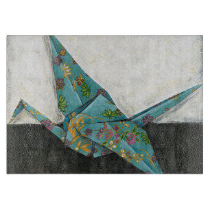 Origami Crane met Floral Design Snijplank