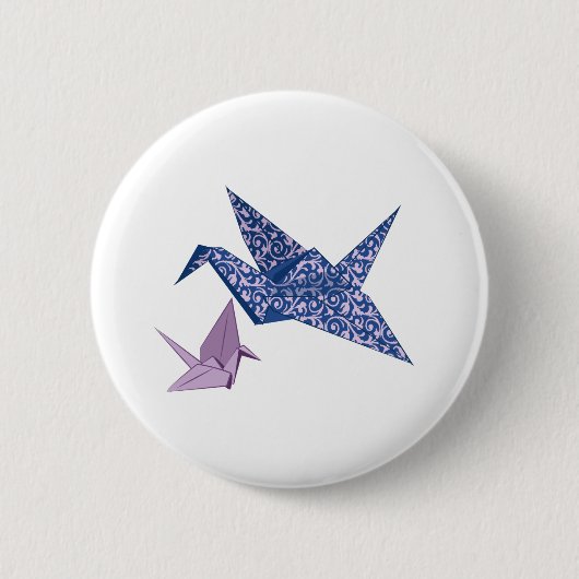Origami Crane Ronde Button 5,7 Cm (Voorkant)