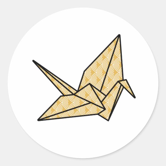 Origami Crane Ronde Sticker (Voorkant)