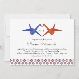 Origami Cranes Wedding (Blauw - Verbrand Sinaasapp Kaart