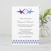 Origami Cranes Wedding (Paarse + C blauw) Kaart (Staand voorkant)