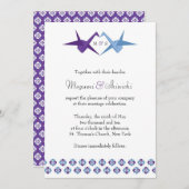 Origami Cranes Wedding (Paarse + C blauw) Kaart (Voorkant / Achterkant)
