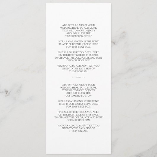 Origami Cranes Wedding Programme Programmakaart (Achterkant)